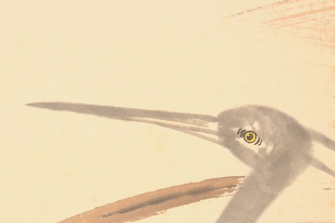 No5274 掛軸　在銘　杜飛　雙鷺図　紙本着色　中国画　唐画　鳥獣　送料無料