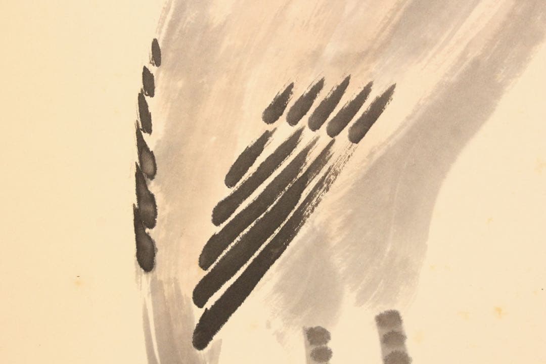 No5274 掛軸　在銘　杜飛　雙鷺図　紙本着色　中国画　唐画　鳥獣　送料無料