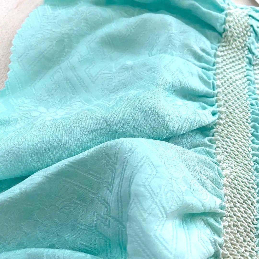 振袖用　加藤萬　伊達衿　ピンク・水色　リバーシブル　帯揚げ　総絞り