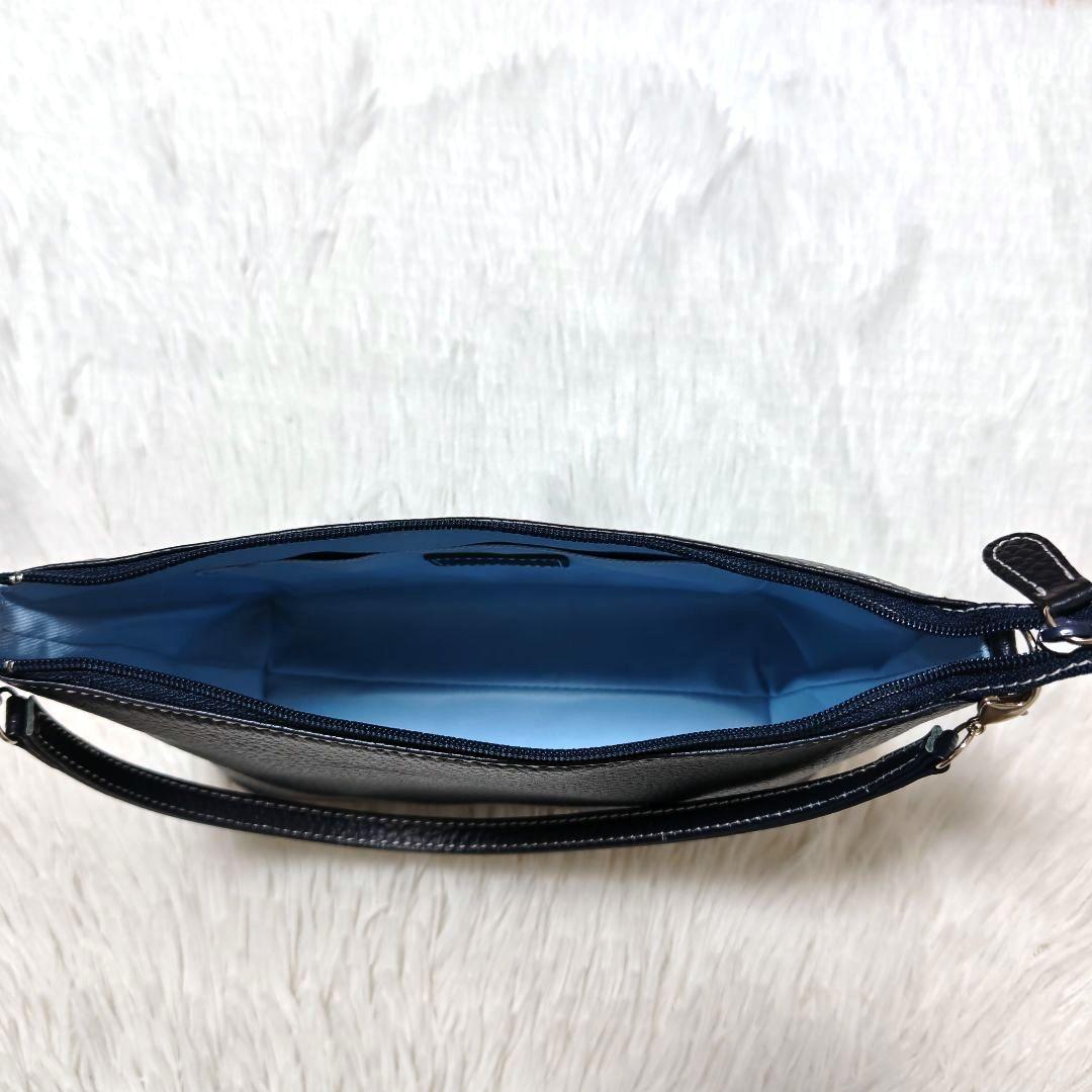 【極美品】キタムラ ショルダーバッグ 2way シュリンクレザー ロゴ刺繍