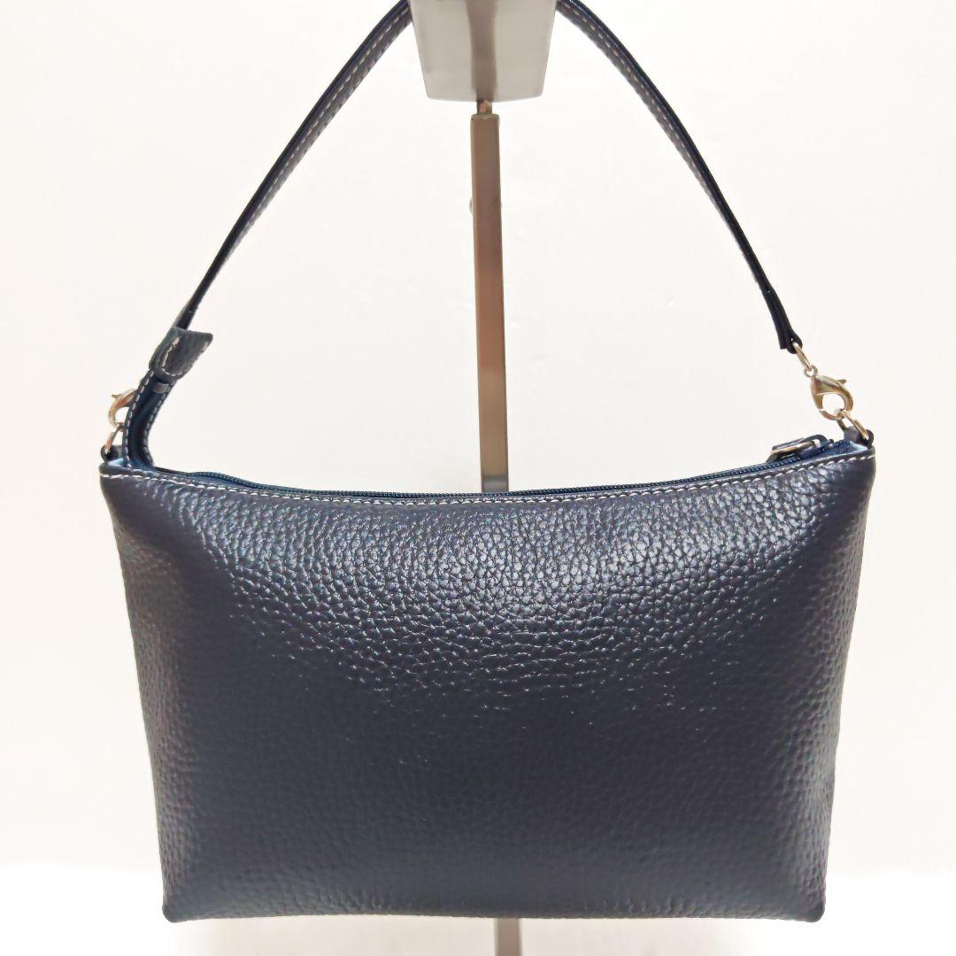 【極美品】キタムラ ショルダーバッグ 2way シュリンクレザー ロゴ刺繍