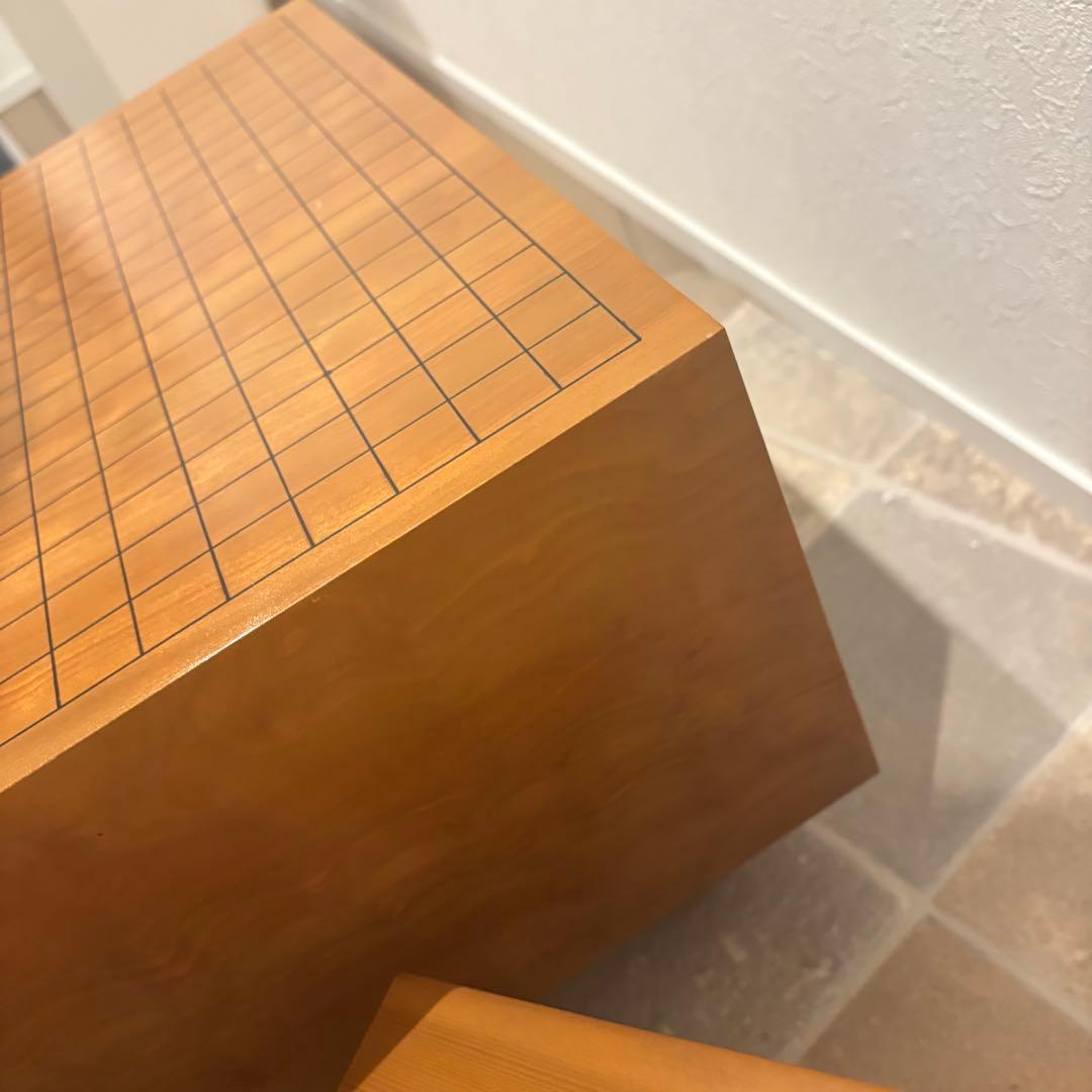稀少！木製天然木 本榧 柾目 一枚物 脚付 碁盤 桐盤覆付厚21cm検囲碁本榧
