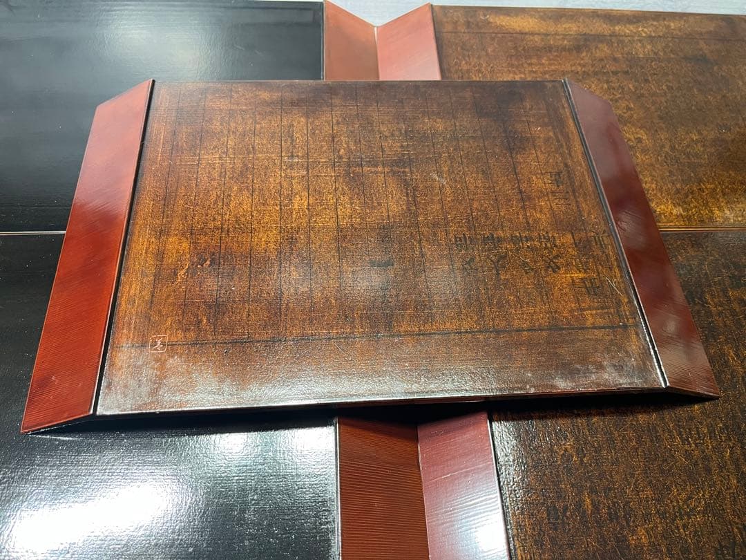 塗師　善◯作　手長膳　五枚　共箱　懐石盆