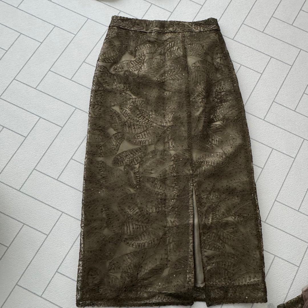 LEJA スパンコールビジューボタンセットアップワンピースドレス GREEN M