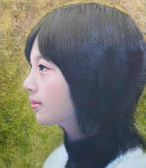 井上司「白いセーター」油彩画 F6号(40.9×31.8㎝)