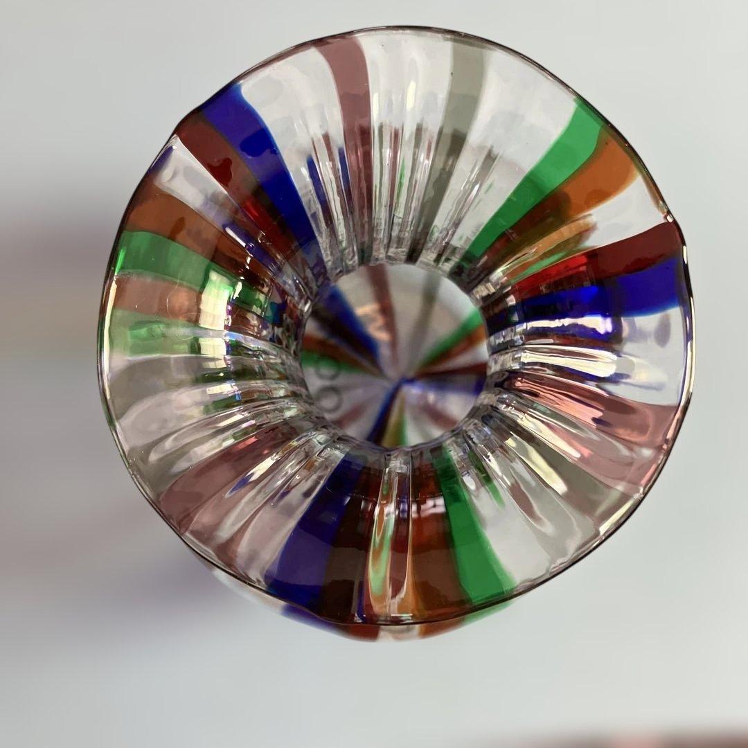 ヴェネチアングラスムラーノ花瓶ストライプ