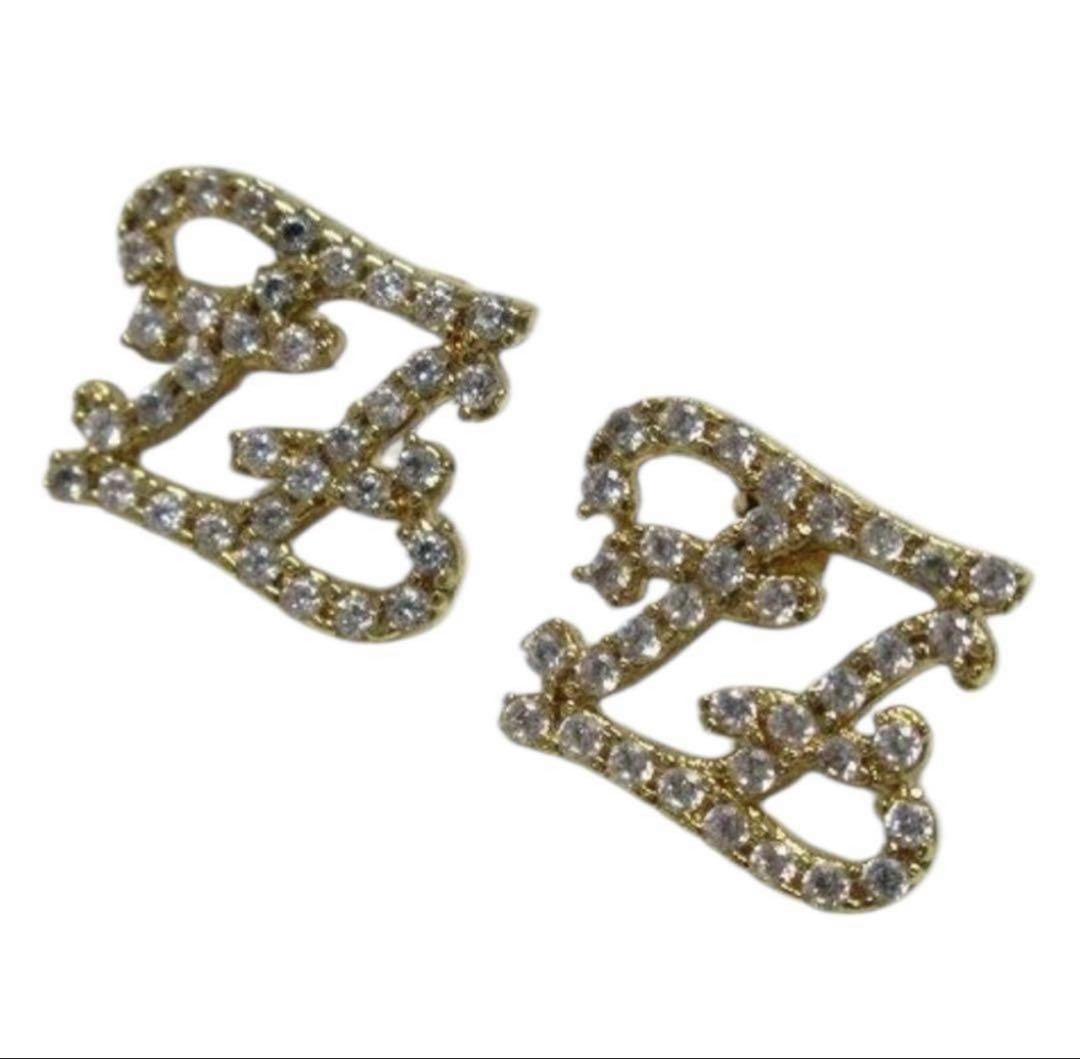 美品　FENDI フェンディ FFロゴ ラインストーン ピアス