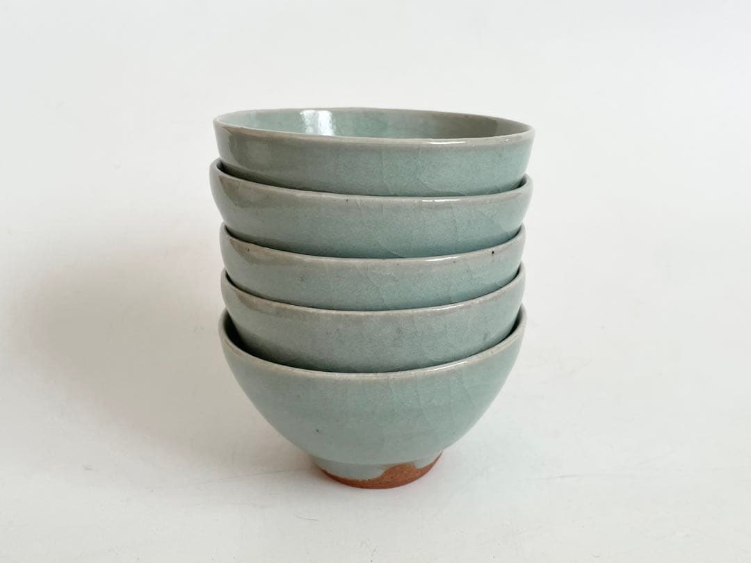 陶芸家　人間国宝　三浦小平二　青磁　青瓷　小碗　番茶器　五客　箱なし