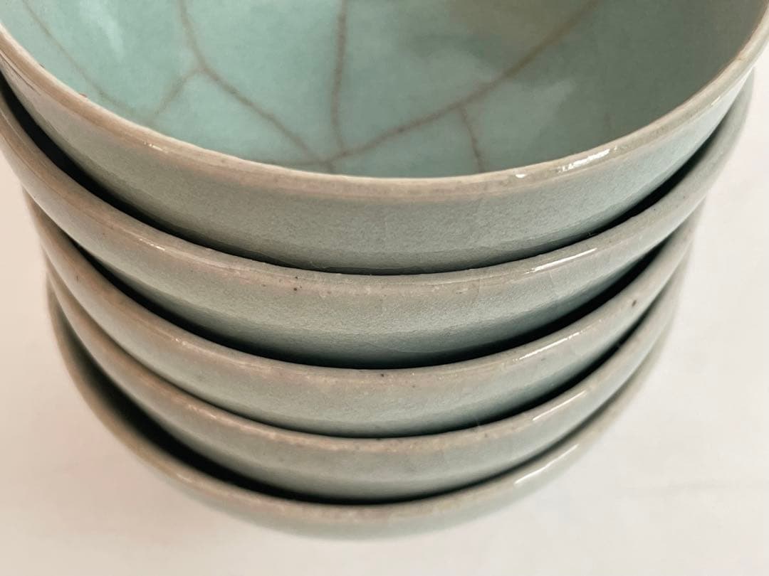 陶芸家　人間国宝　三浦小平二　青磁　青瓷　小碗　番茶器　五客　箱なし