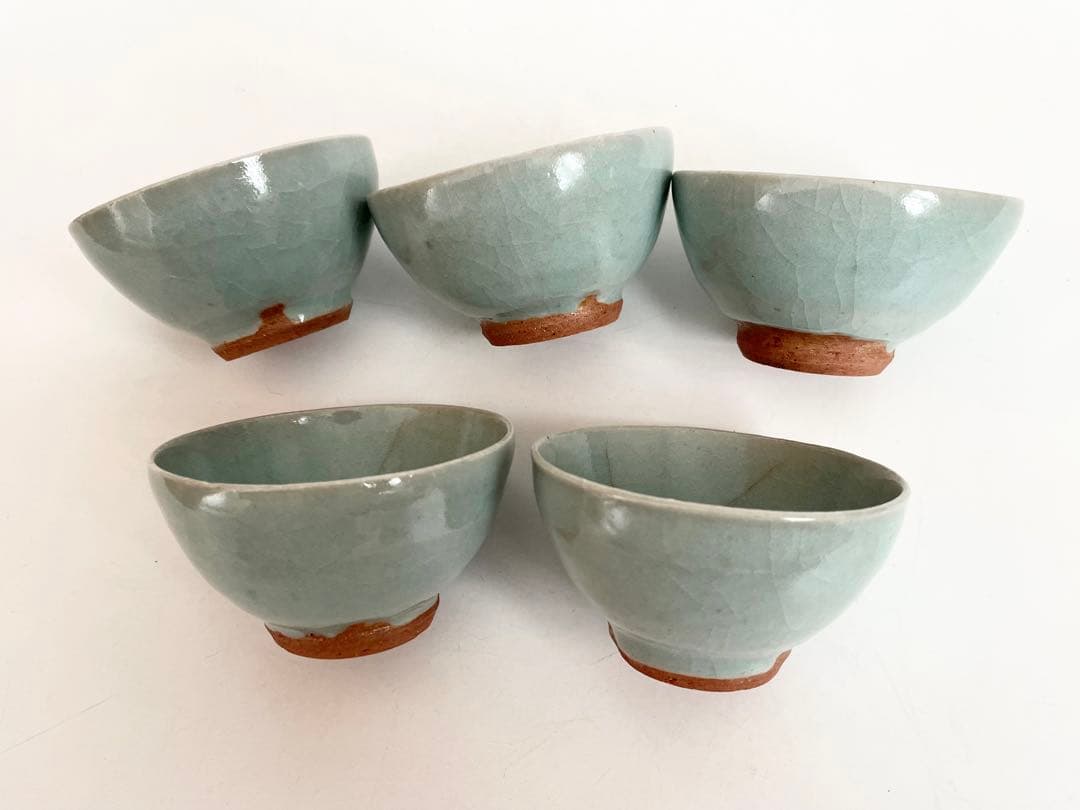 陶芸家　人間国宝　三浦小平二　青磁　青瓷　小碗　番茶器　五客　箱なし