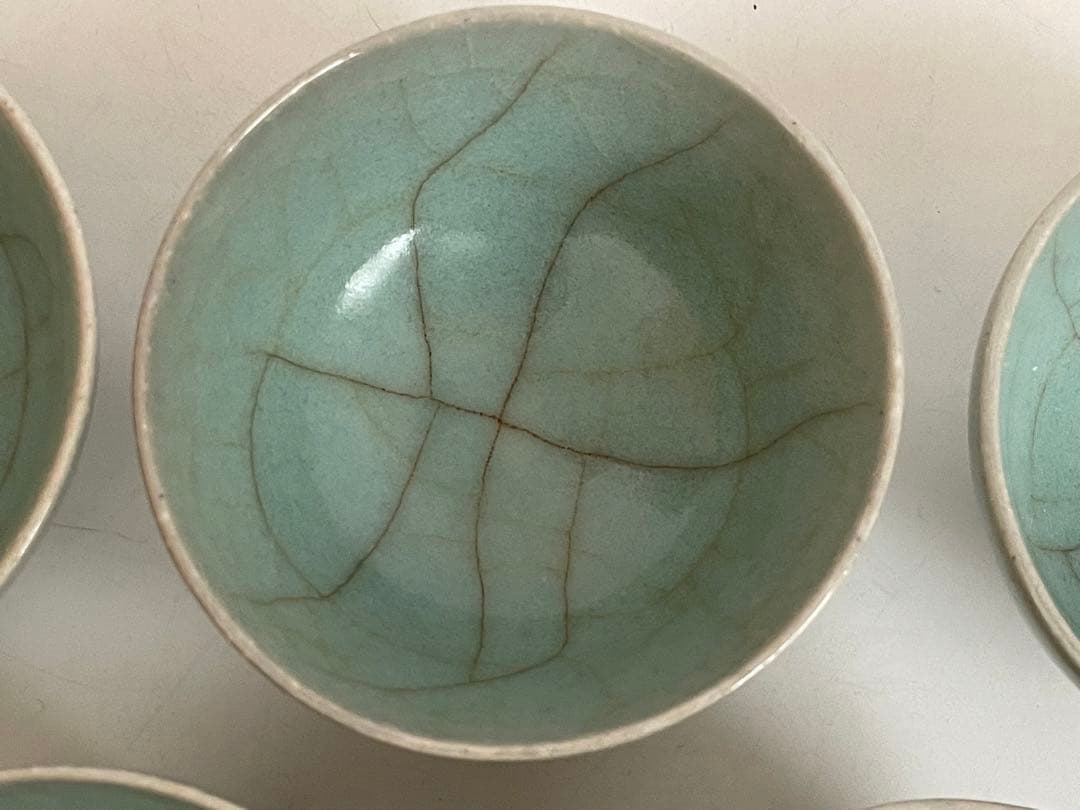 陶芸家　人間国宝　三浦小平二　青磁　青瓷　小碗　番茶器　五客　箱なし