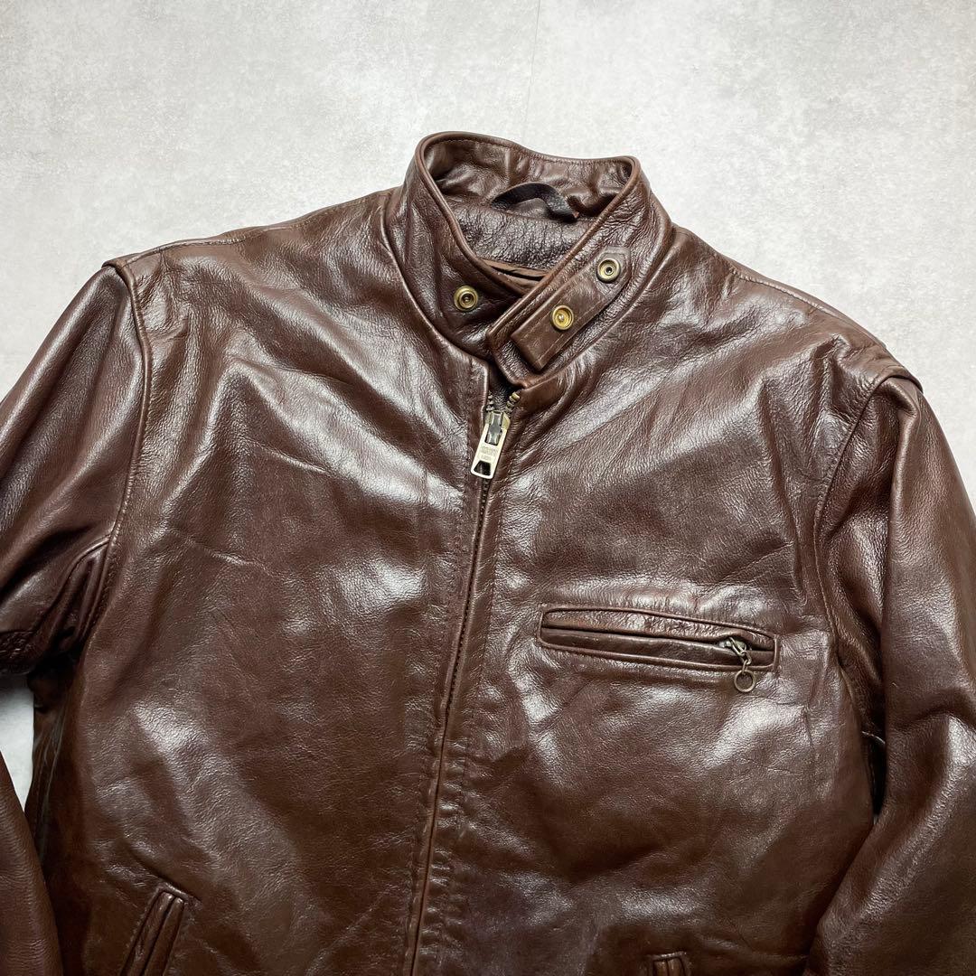 美品 希少カラー ショット シングルライダース ボアライナー付き ブラウン 36