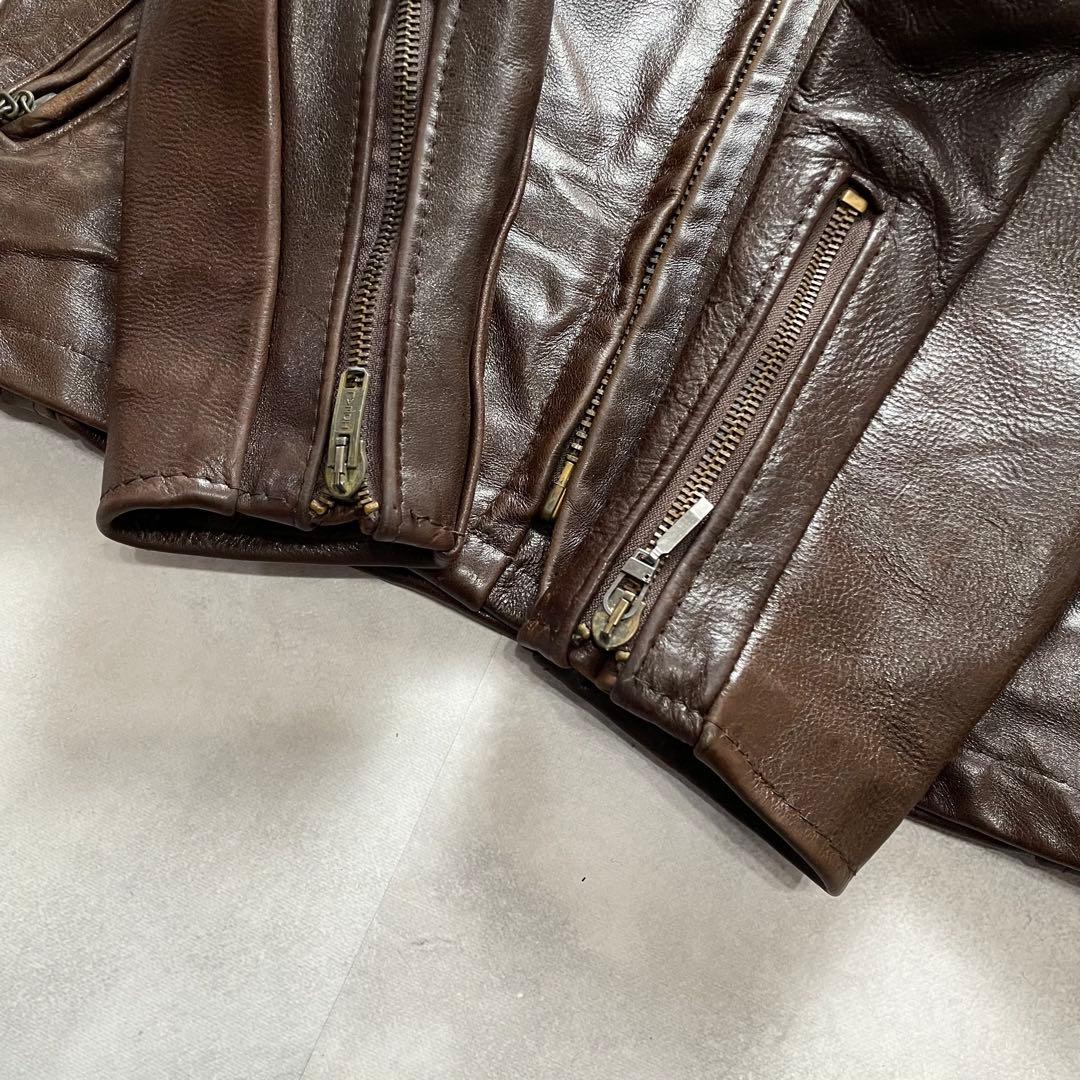 美品 希少カラー ショット シングルライダース ボアライナー付き ブラウン 36