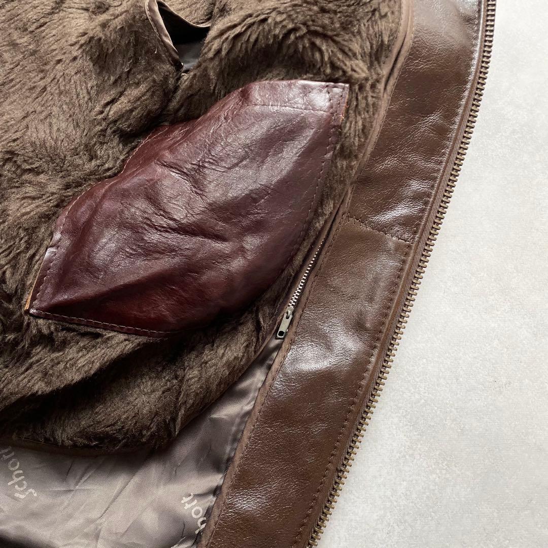 美品 希少カラー ショット シングルライダース ボアライナー付き ブラウン 36