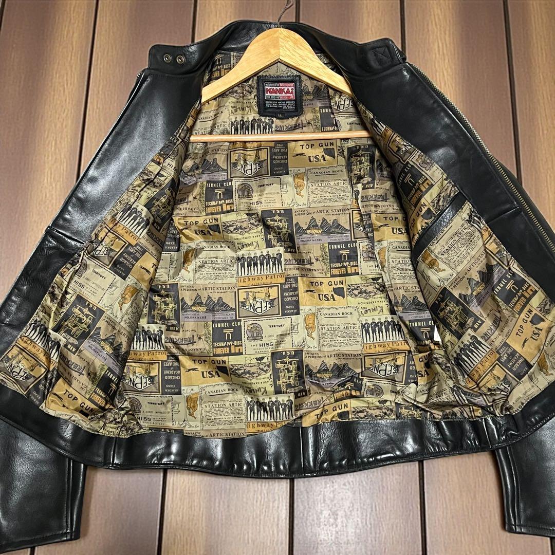 【希少サイズLL】 ライダースジャケット シングルライダース　牛革　NANKAI
