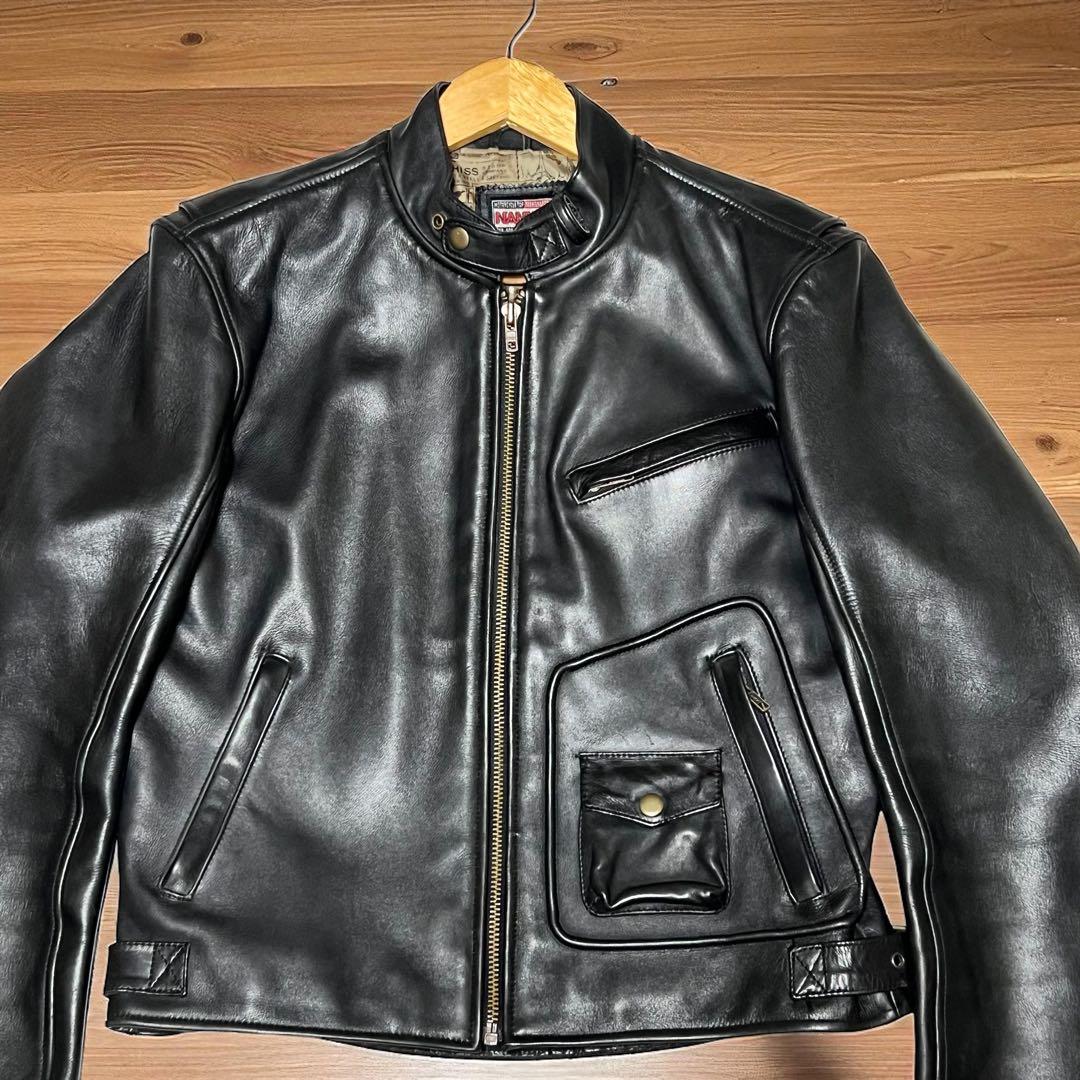 【希少サイズLL】 ライダースジャケット シングルライダース　牛革　NANKAI