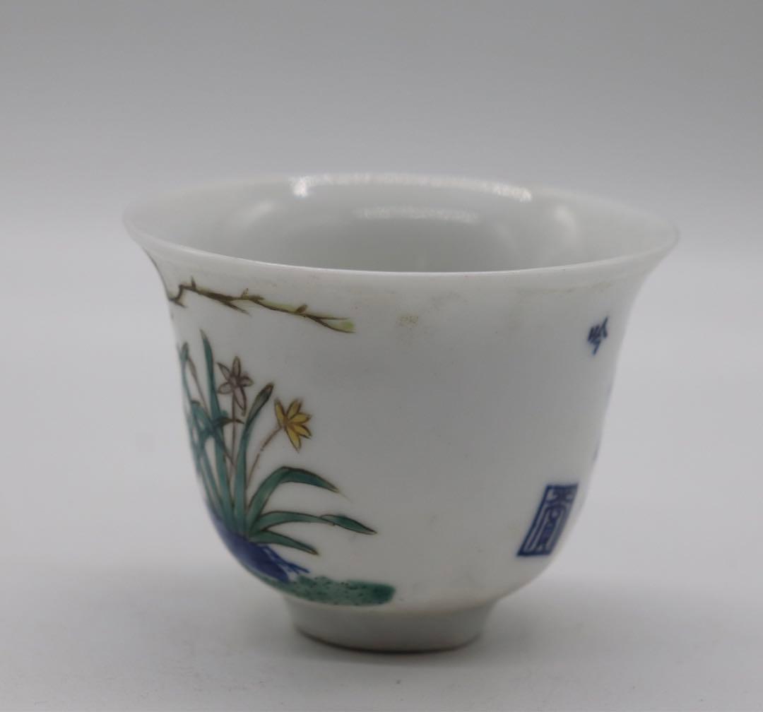 中国　大清康熙年製　とう彩小杯　茶器　送料込み0124