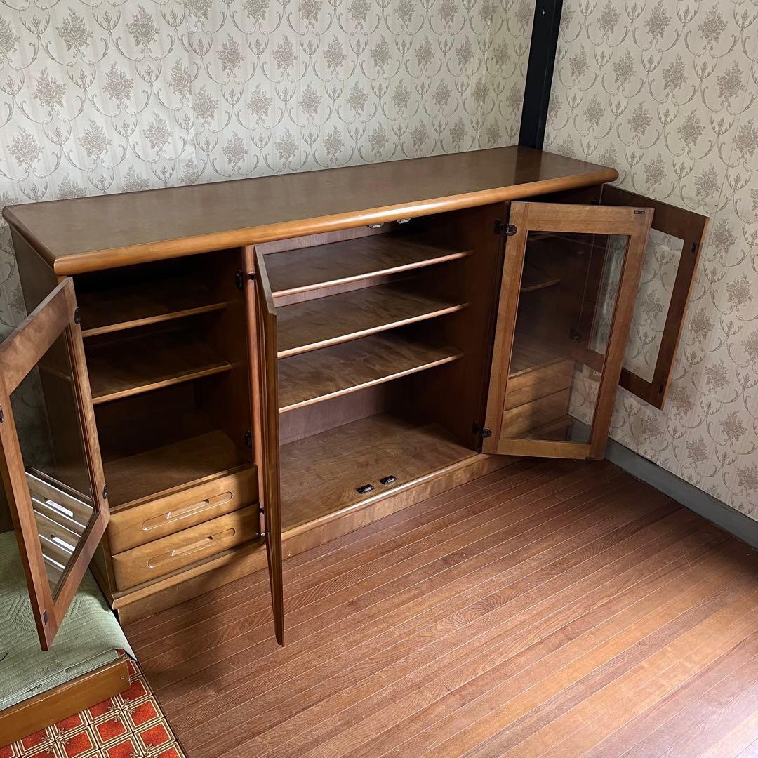 【アンティーク】木製 サイドボード 食器棚 カップボード 飾り棚 北欧レトロ