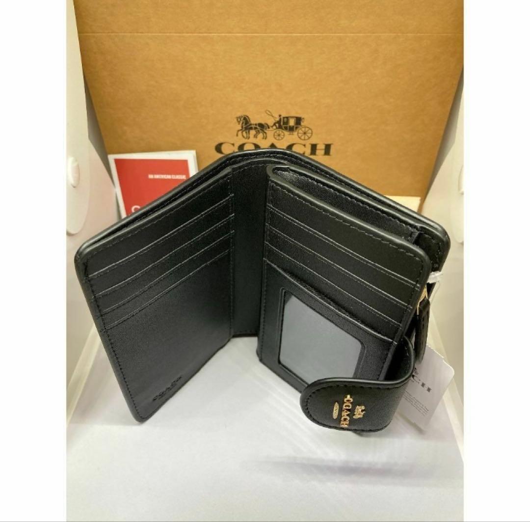 COACH　コーチ　C0082　二つ折り財布　ラグジュアリー　ブラウン×ブラック