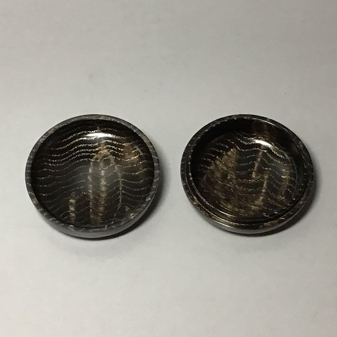 タモ斑杢黒漆染め木目沈金ミニ食蘢　香合