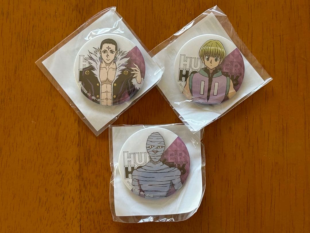 ハンターハンター ジャンプワールド　缶バッジ　クロロ　シャルナーク　ボノレノフ