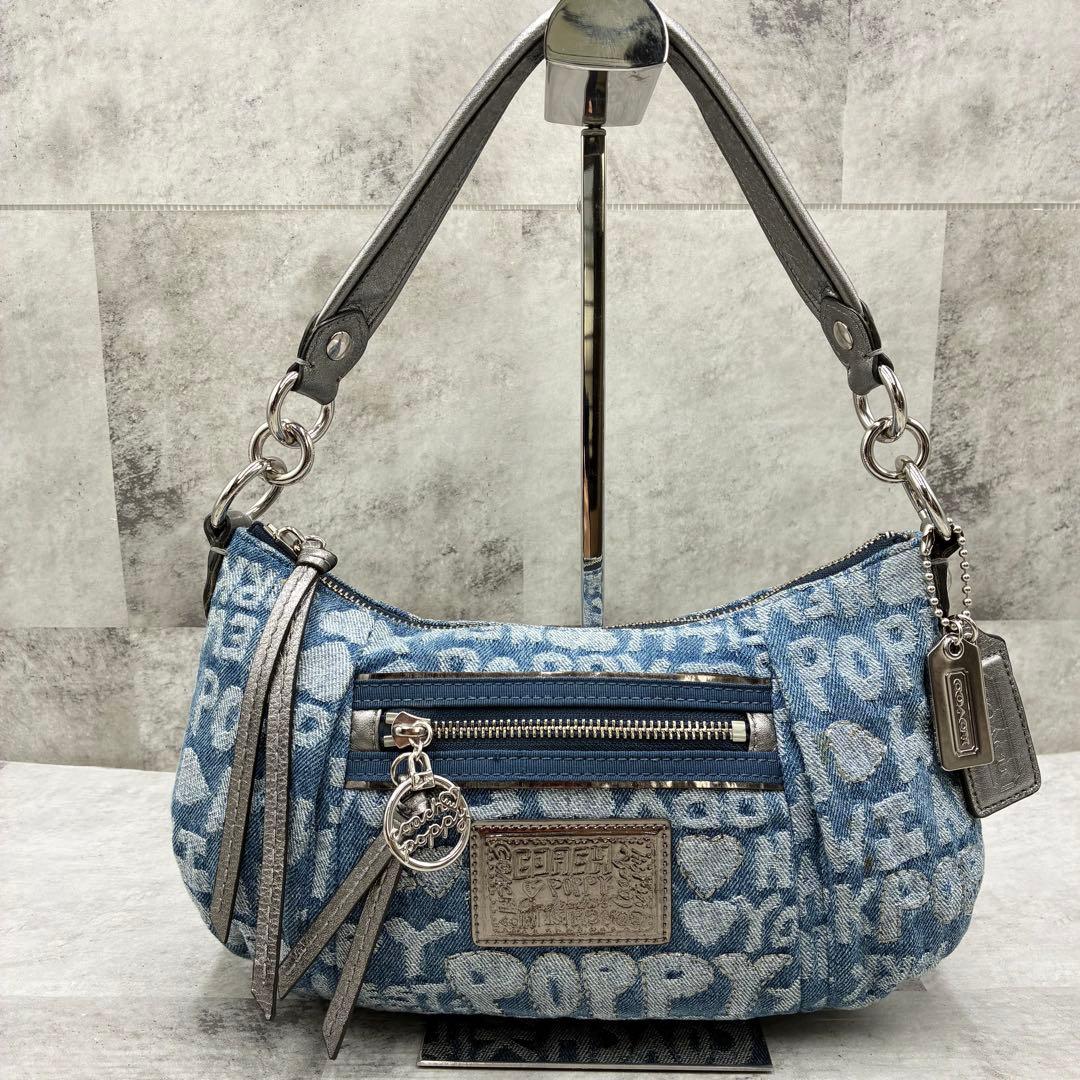✨稀少✨美品✨コーチ　ポピー　セミショルダーバッグ　2way ロゴ　デニム