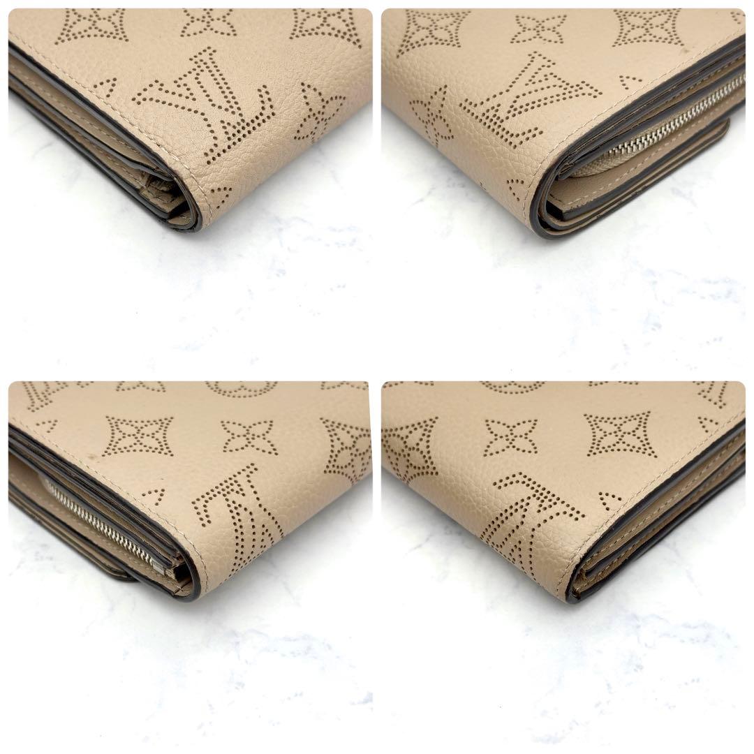 【最高級美品】ルイヴィトン マヒナ イリス コンパクト 二つ折り財布 ベージュ