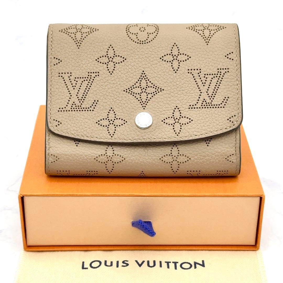 【最高級美品】ルイヴィトン マヒナ イリス コンパクト 二つ折り財布 ベージュ