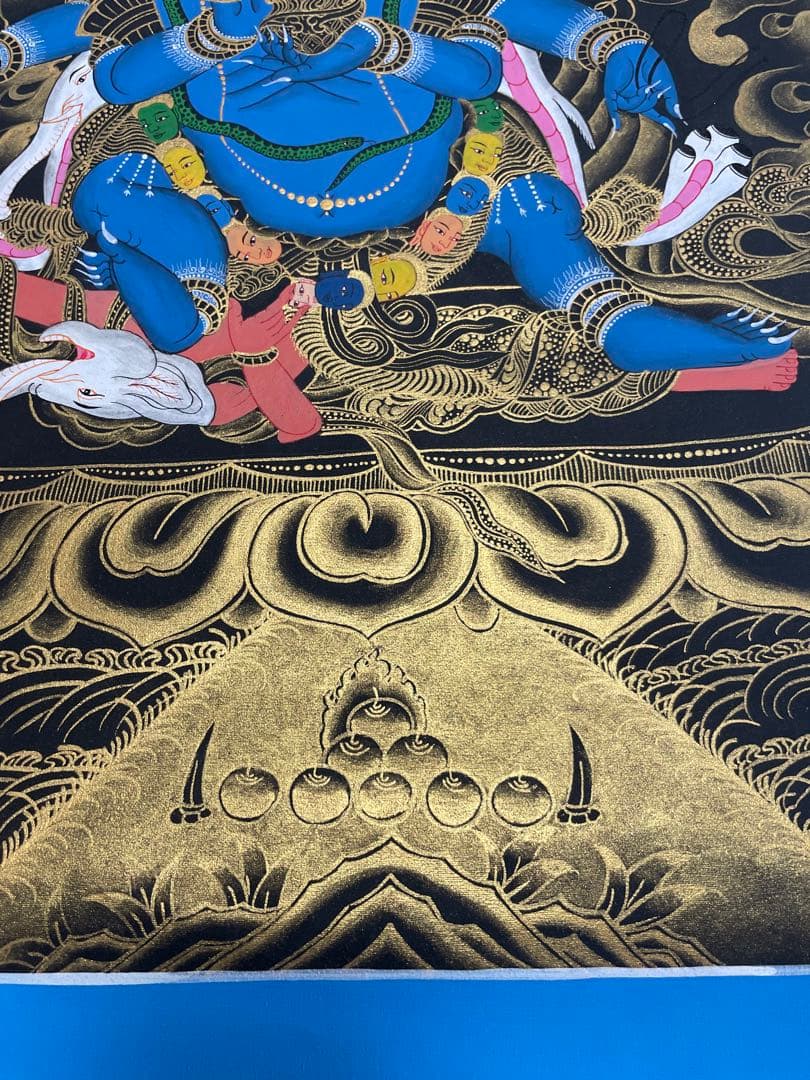 《 チベット密教　1点物 》 手描き　曼荼羅　マハーカーラ　大黒　仏教　密教　②