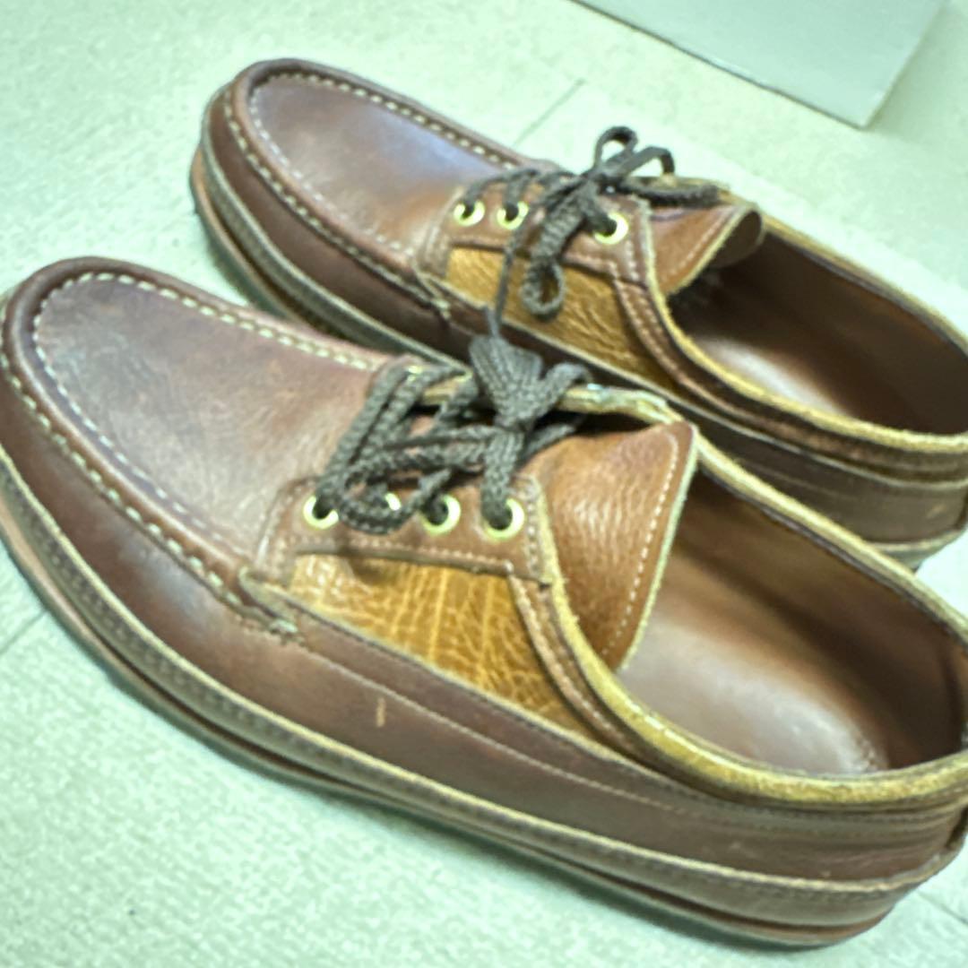 RUSSELLブラウン レザー モカシンシューズ