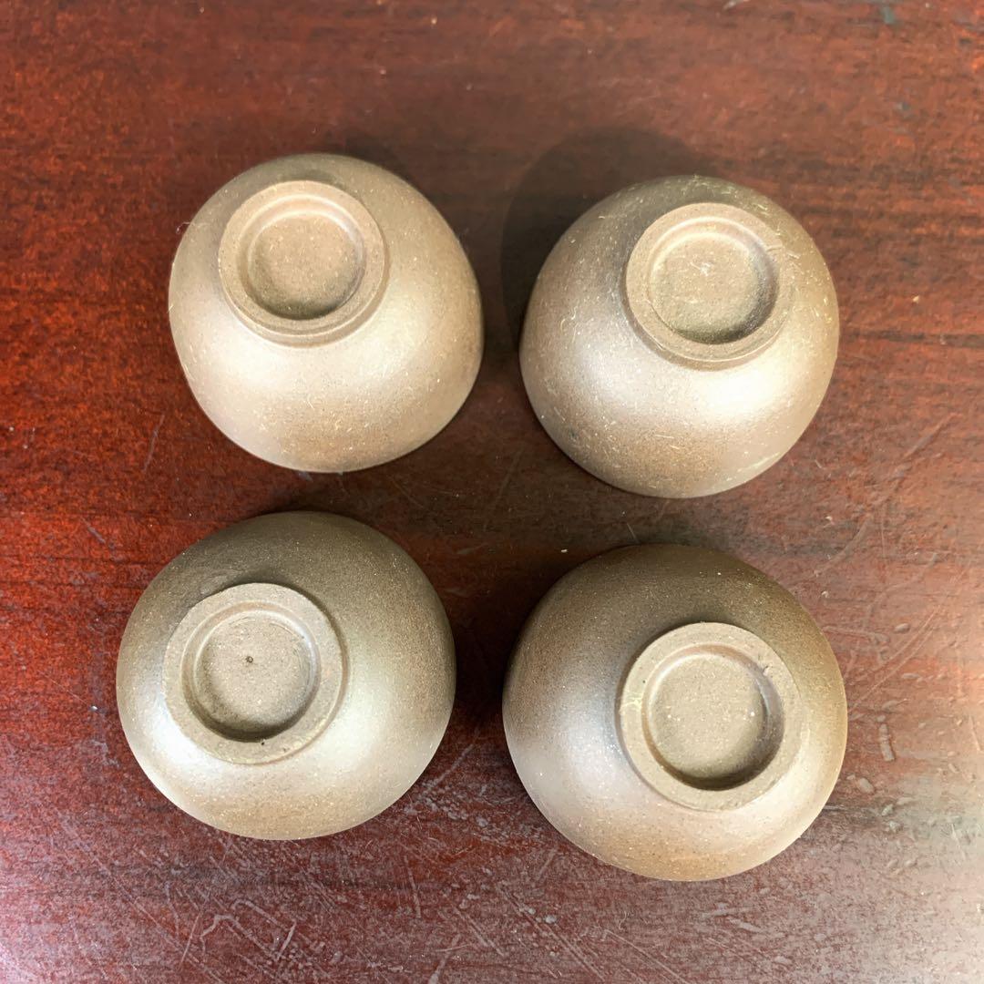 希少品　中国古美術品　茶器　宜興紫砂　陶器　急須　茶壺　お猪口付き　鳳凰　龍