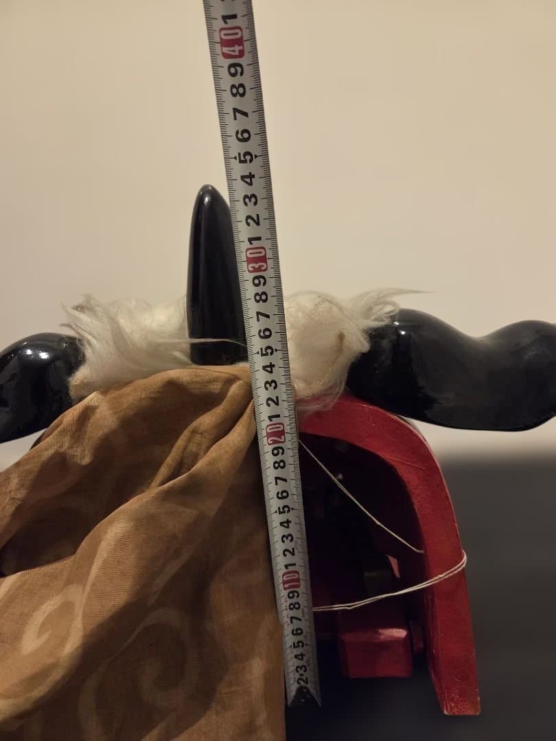 旧家蔵出 大振 獅子頭 雄 木彫 獅子舞い 彫刻 朱塗 漆塗