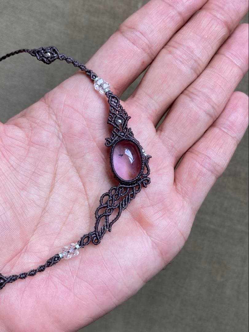 アメジスト　マクラメネックレス