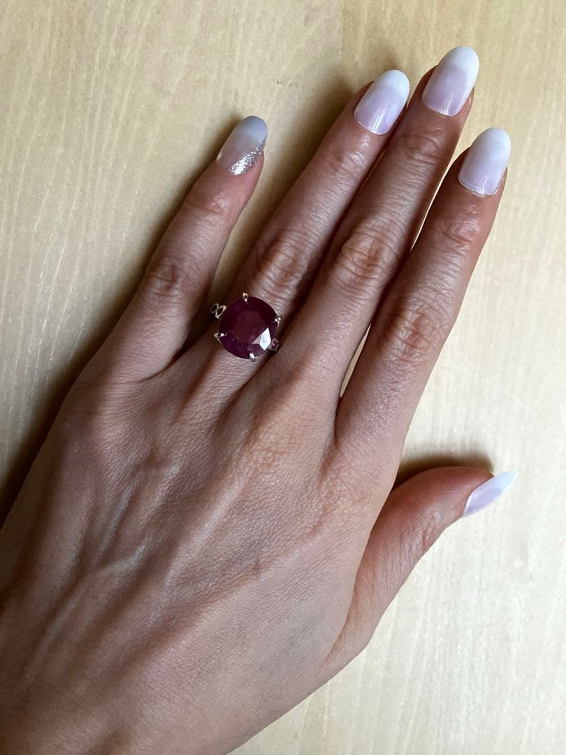 【訳あり】7ct ルビー・ロードライトガーネットリングK18WGヴェルメイユ