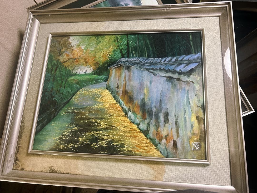 日本画　風景画　額縁入り　飾り絵