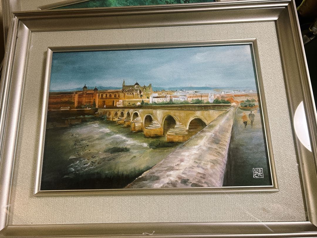 日本画　風景画　額縁入り　飾り絵