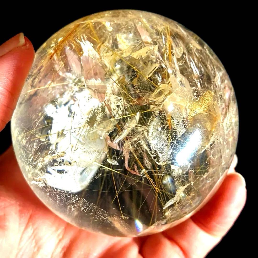 超大玉　65mm ゴールドルチルクォーツ　金針水晶　パワーストーン