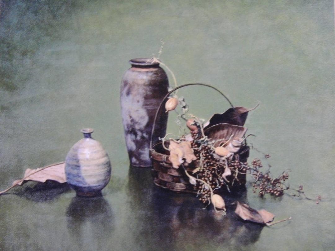 青木美知枝、静物、希少な額装用画集より、新品高級額装付、状態良好