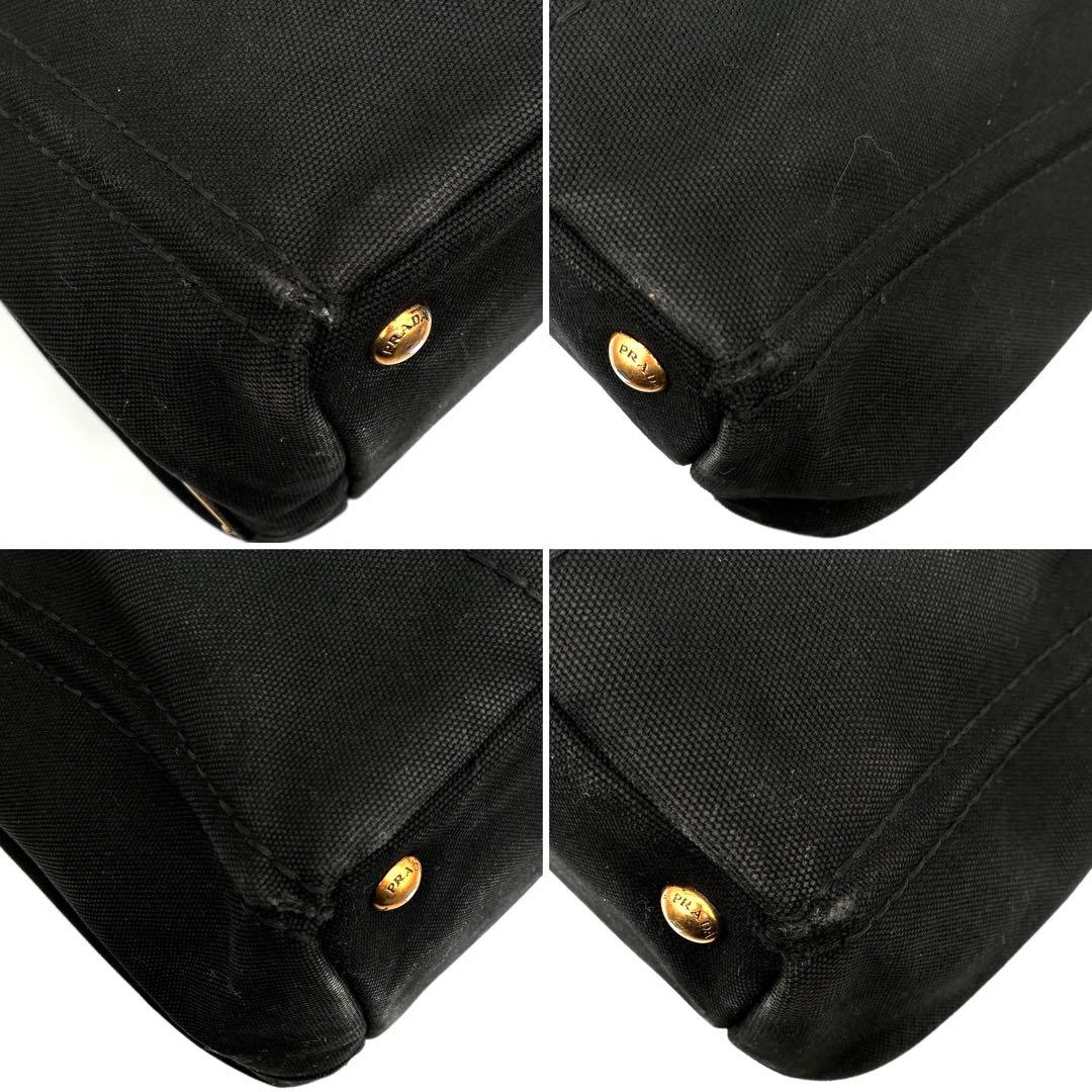 正規品 プラダ カナパ L ハンドバッグ 三角ロゴ 白タグ付 ユニセックス 黒