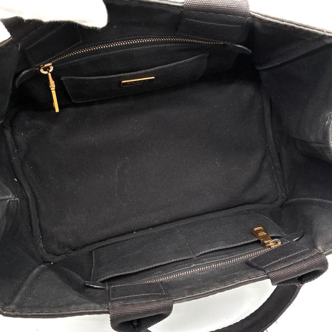 正規品 プラダ カナパ L ハンドバッグ 三角ロゴ 白タグ付 ユニセックス 黒