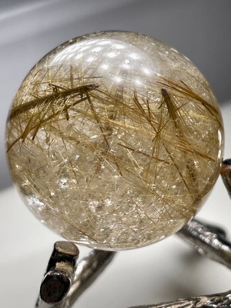 【ゴールドルチルクォーツ】丸玉●スフィア◆金運・仕事運◆天然石◆パワーストーン