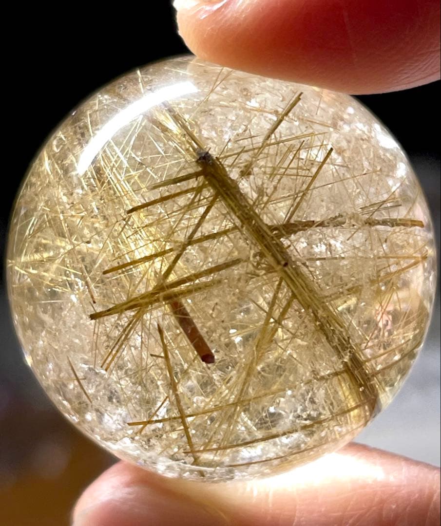 【ゴールドルチルクォーツ】丸玉●スフィア◆金運・仕事運◆天然石◆パワーストーン