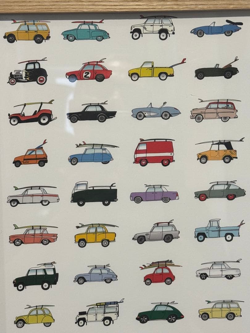 サーフィン　車　ケビン・バトラー　アートワーク壁掛けフレーム