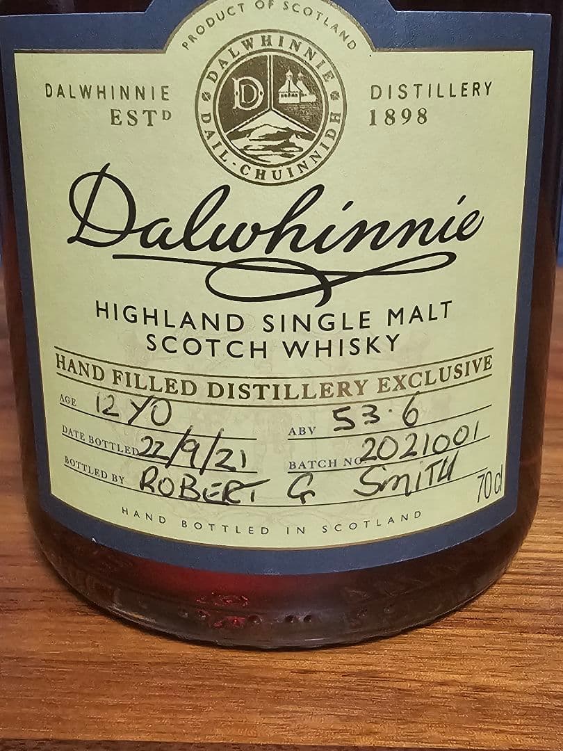 ダルウィニー ハンドフィル 蒸留所限定版 53.6%