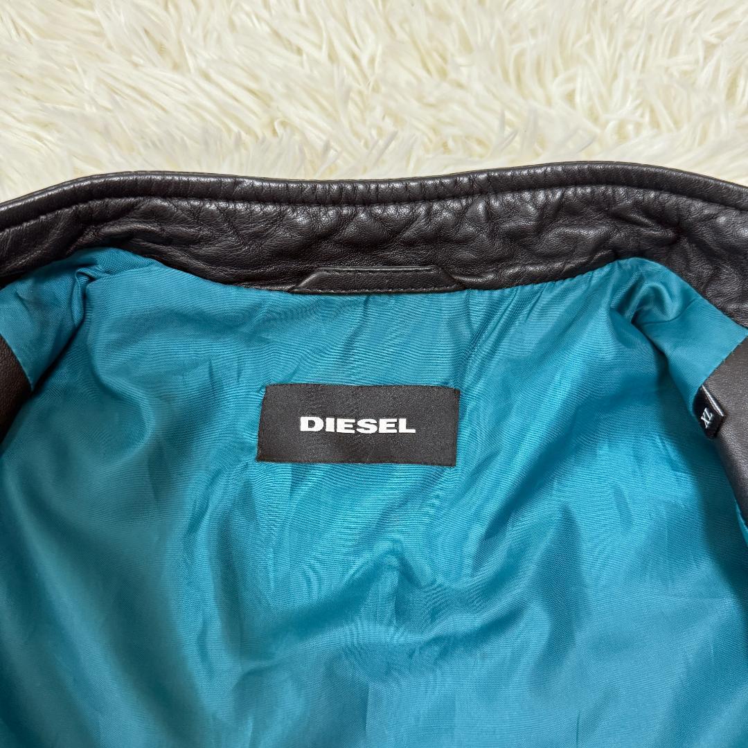 希少XL【定価14万】DIESEL シングル ライダースジャケット 黒 青