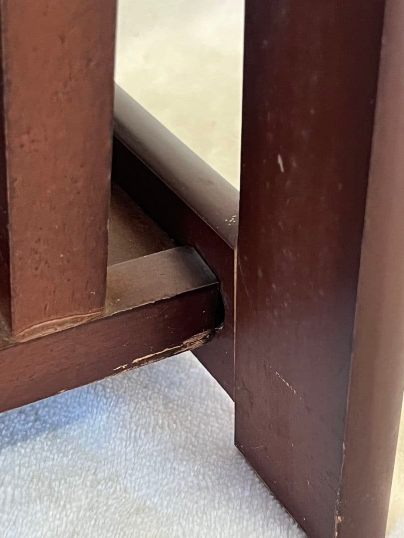 マガジンラック付き　サイドテーブル　アンティーク　木製　ダークブラウン