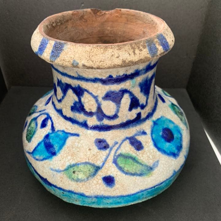 ペルシャ陶器 藍彩壷　ペルシャ　土器　彩文土器　古代土器　須恵器　古陶磁器