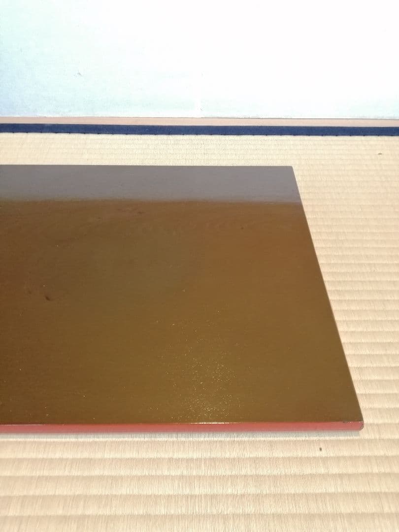 【茶道具】橋口宗榮造　藪内流 猗々斎宗匠箱書 家伝の形 青漆爪紅長板　長板80