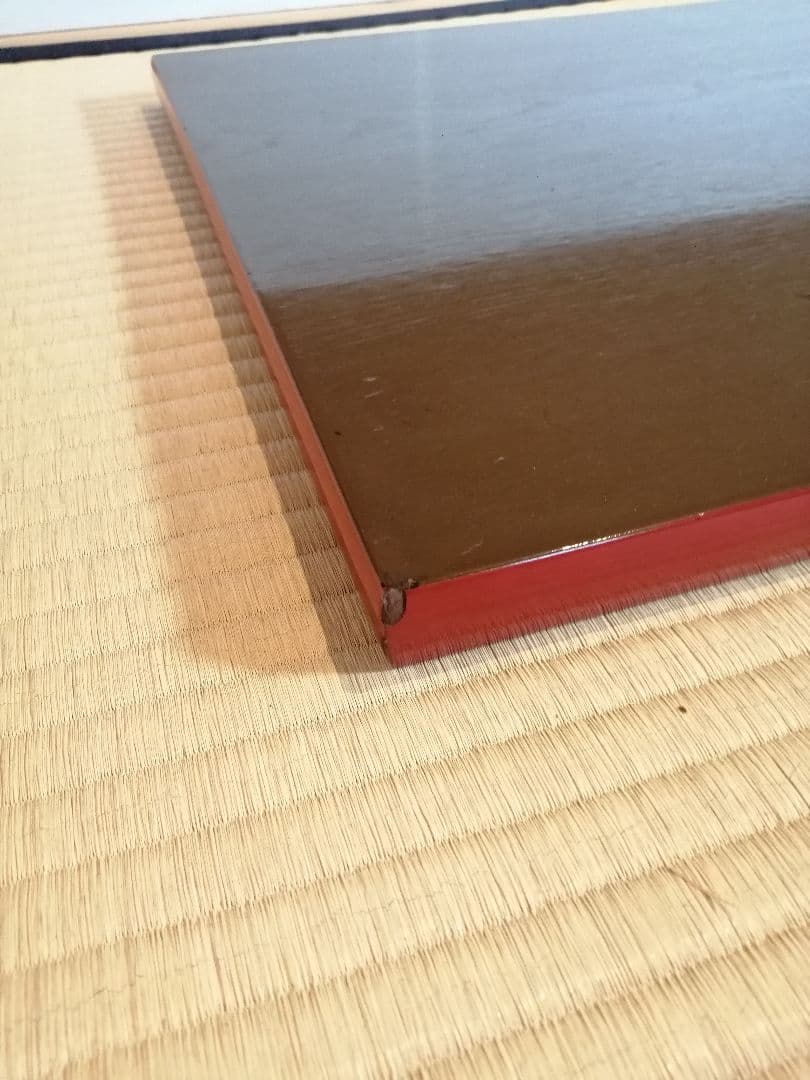 【茶道具】橋口宗榮造　藪内流 猗々斎宗匠箱書 家伝の形 青漆爪紅長板　長板80