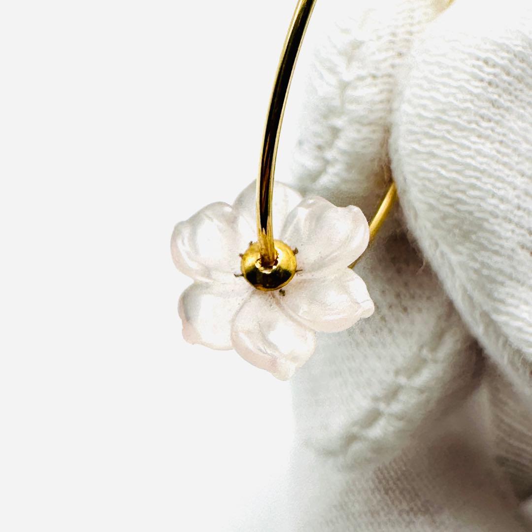 スタージュエリー　k18 フープピアス　バタフライ　フラワー　YG